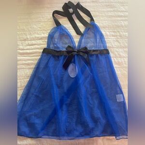 AVIDLOVE Sheer Blue Babydoll Lingerie with Black Accents